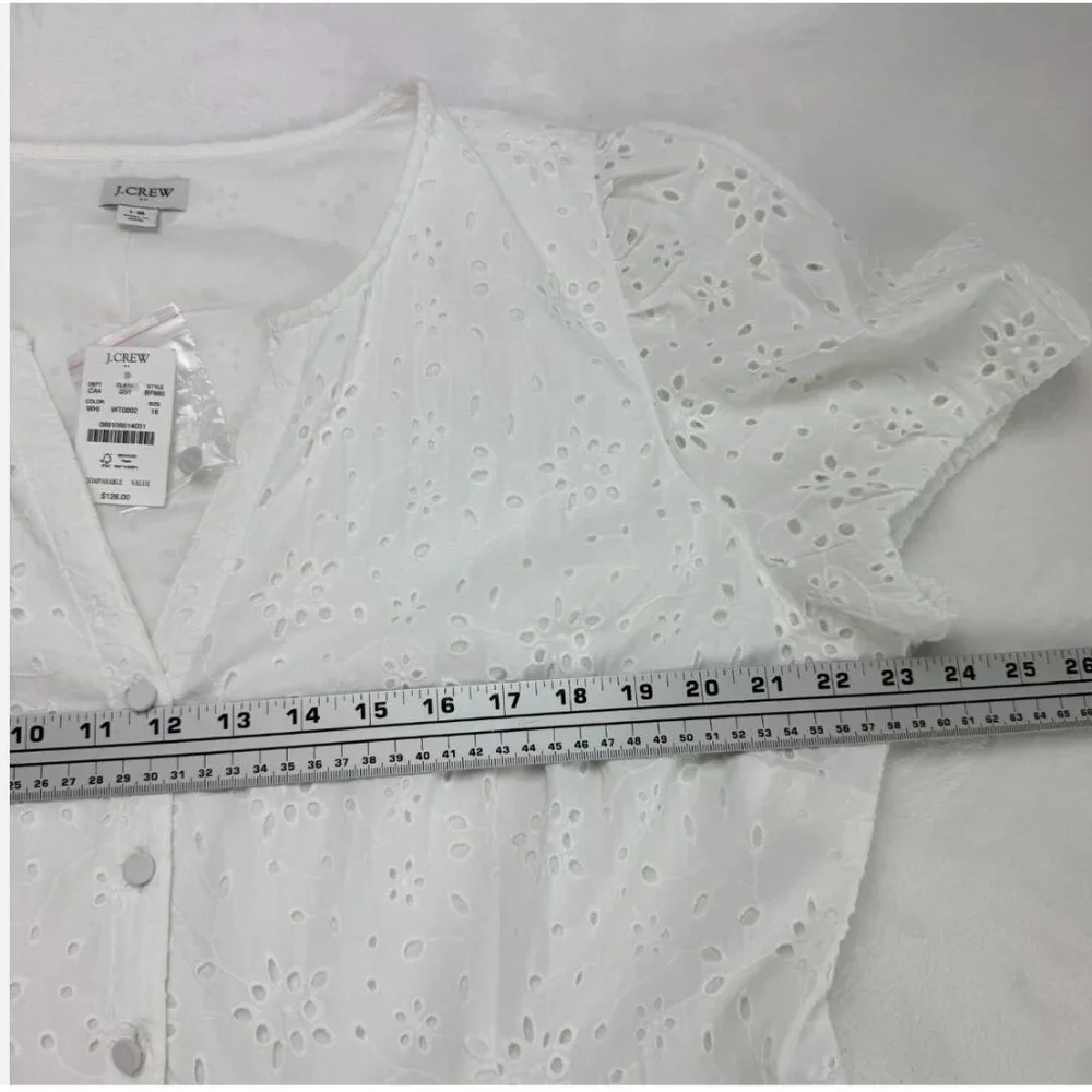 J. Crew Factory Eyelet Midi Dress Puff Sleeve Boho Summer Graduation‎ Coastal